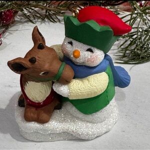 Hallmark Snow Buddies Christmas Ornament 2011 Snowman Hugging Reindeer 14th